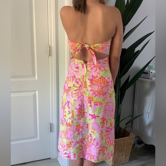 RARE‎ Lilly Pulitzer Mosaic Sun Salute Face Print tie back Cotton Dress Size 2 - Picture 12 of 12